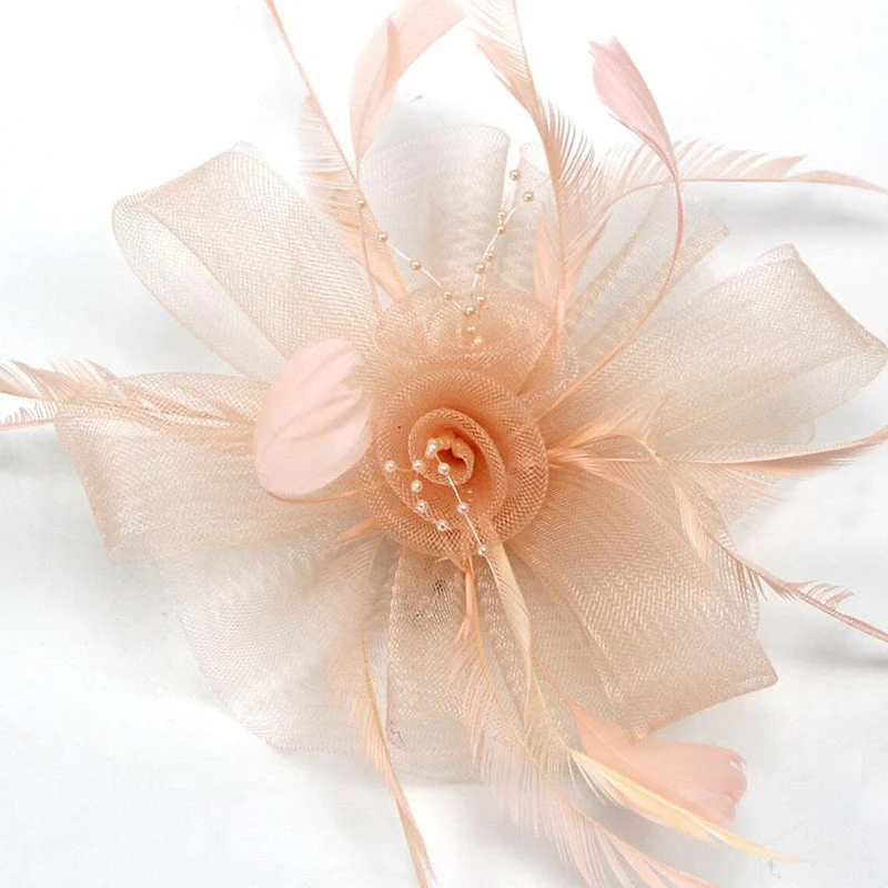 Organza Fedora Hat Ladies Day Feather Cocktail Headpiece/Veil Hat With Bow - Image 10