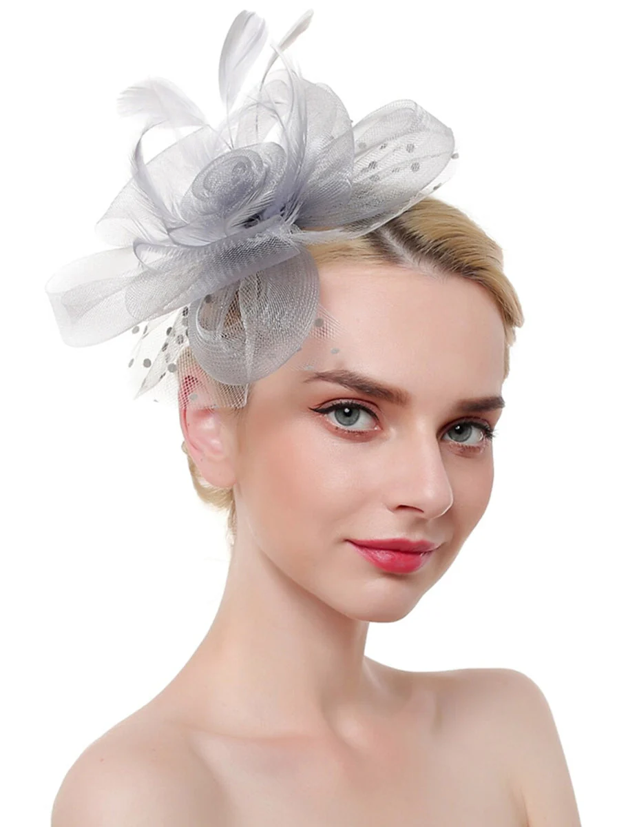 Pink Organza Holiday Fedora Hat Feather Mini Spot Fascinators/Headpiece - Image 3