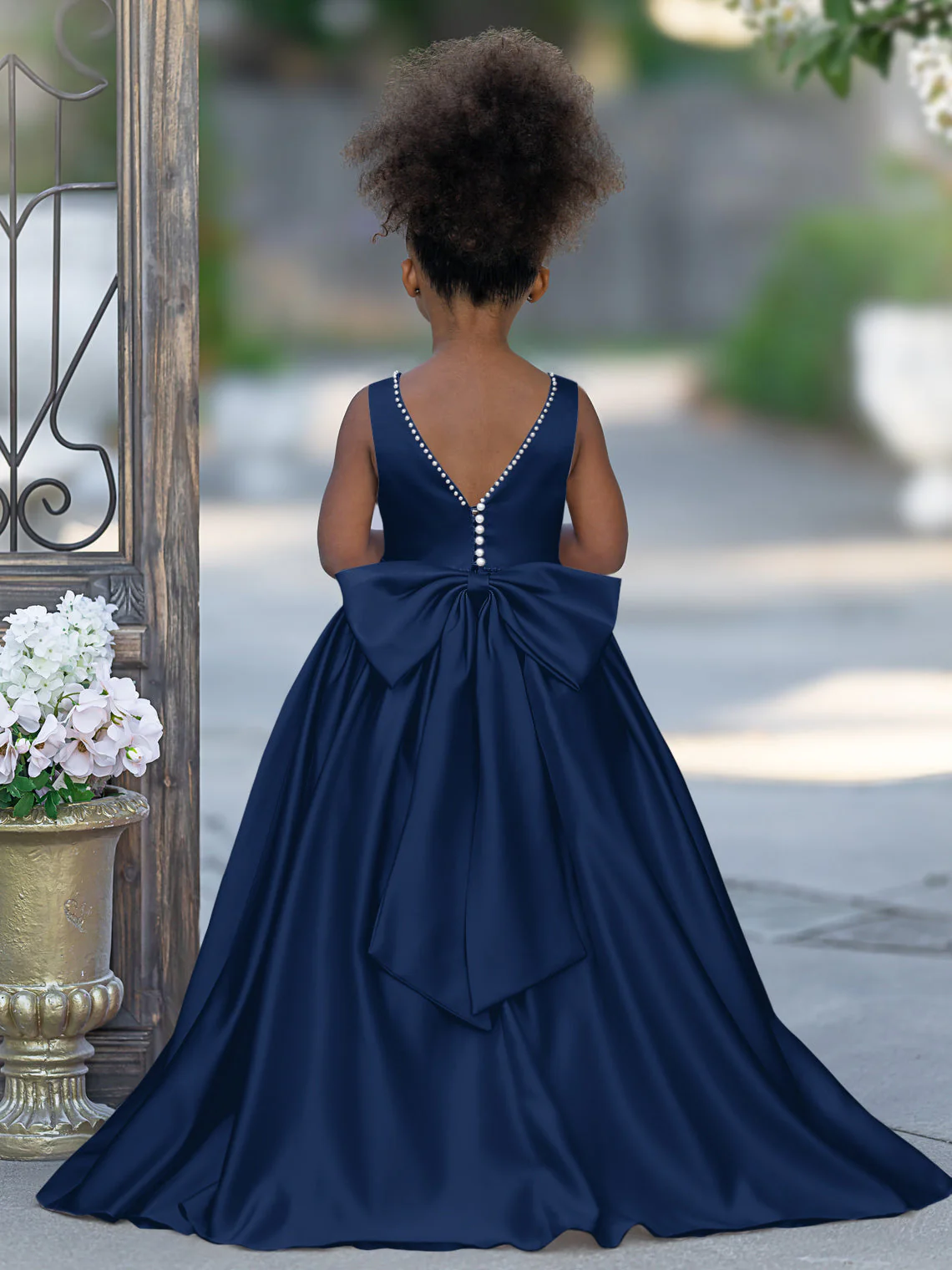 Pink Sleeveless Satin Beaded Neckline and Bow Detail Dress - Image 13