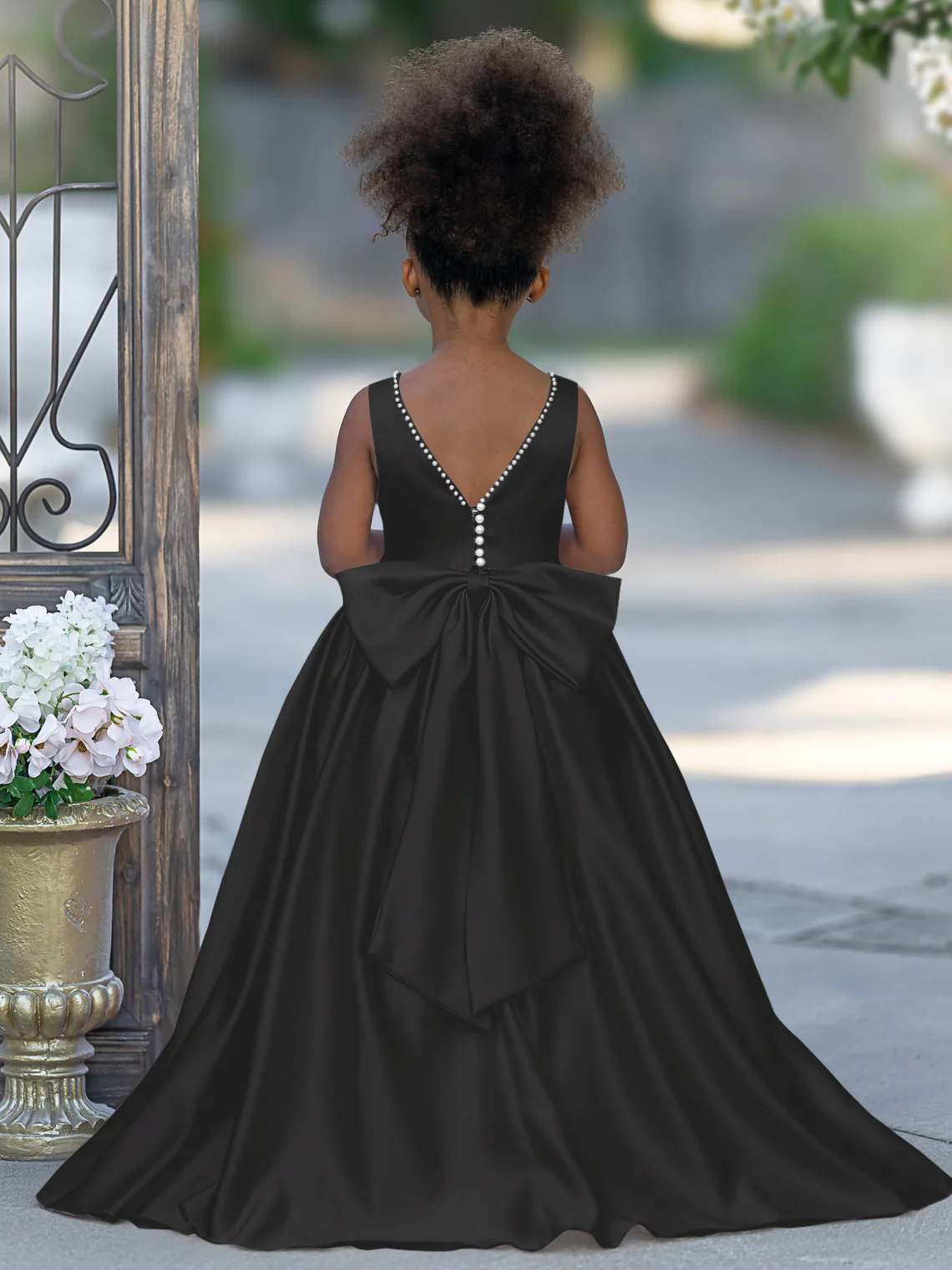 Pink Sleeveless Satin Beaded Neckline and Bow Detail Dress - Image 17