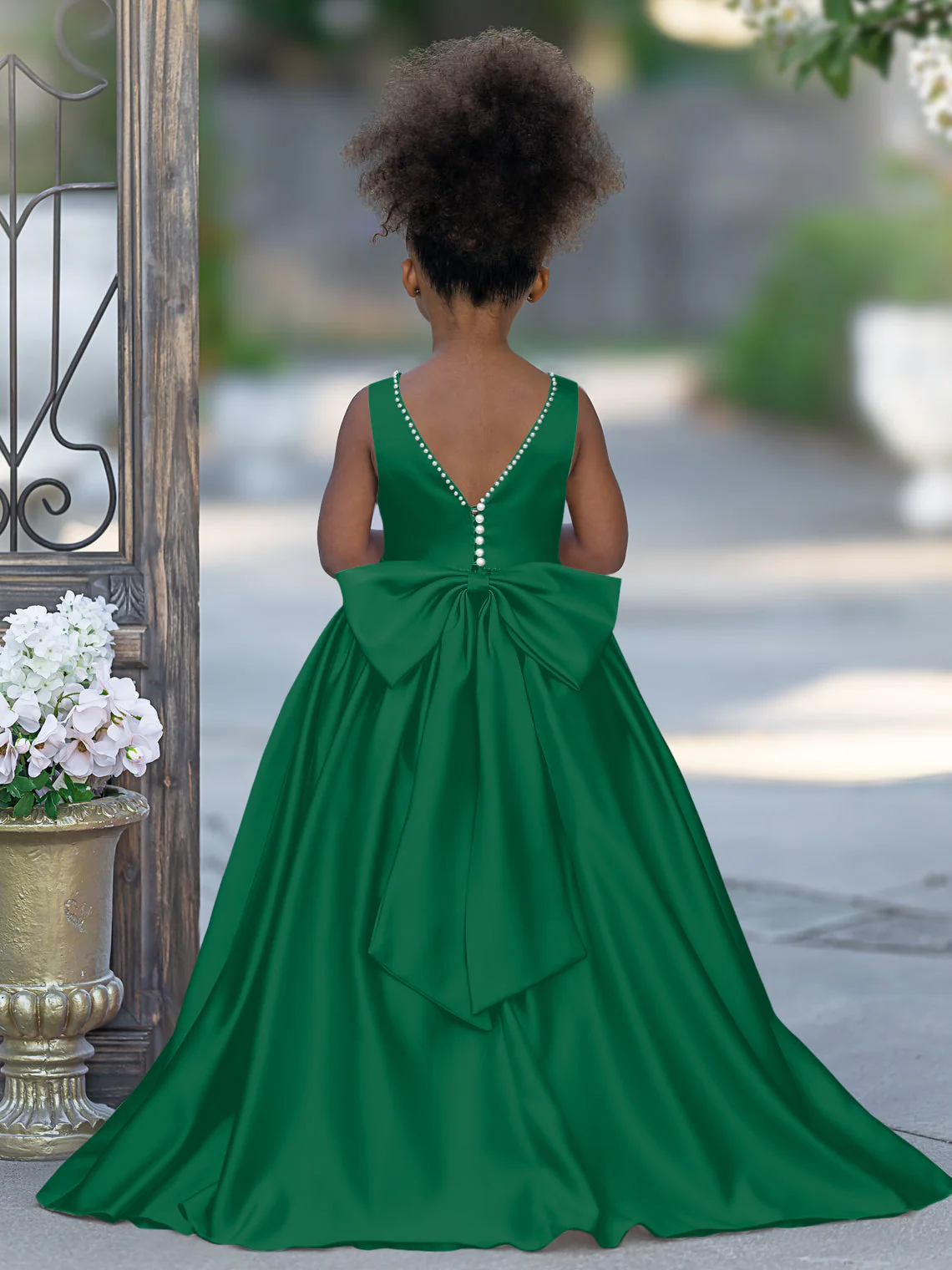 Pink Sleeveless Satin Beaded Neckline and Bow Detail Dress - Image 19