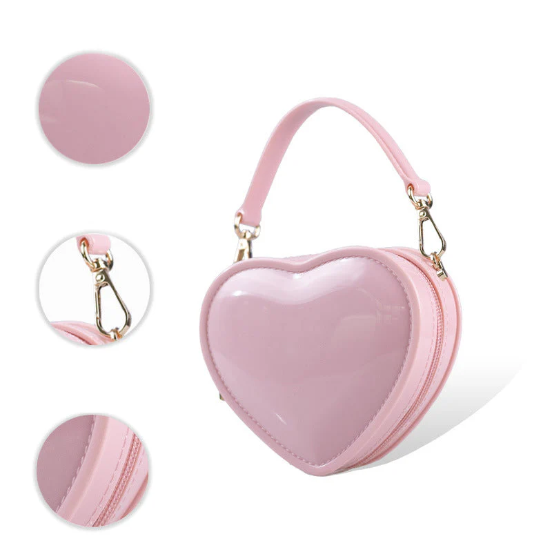 Pink Sweet PVC Heart Jelly Fashionable Evening Clutch Bag - Image 2
