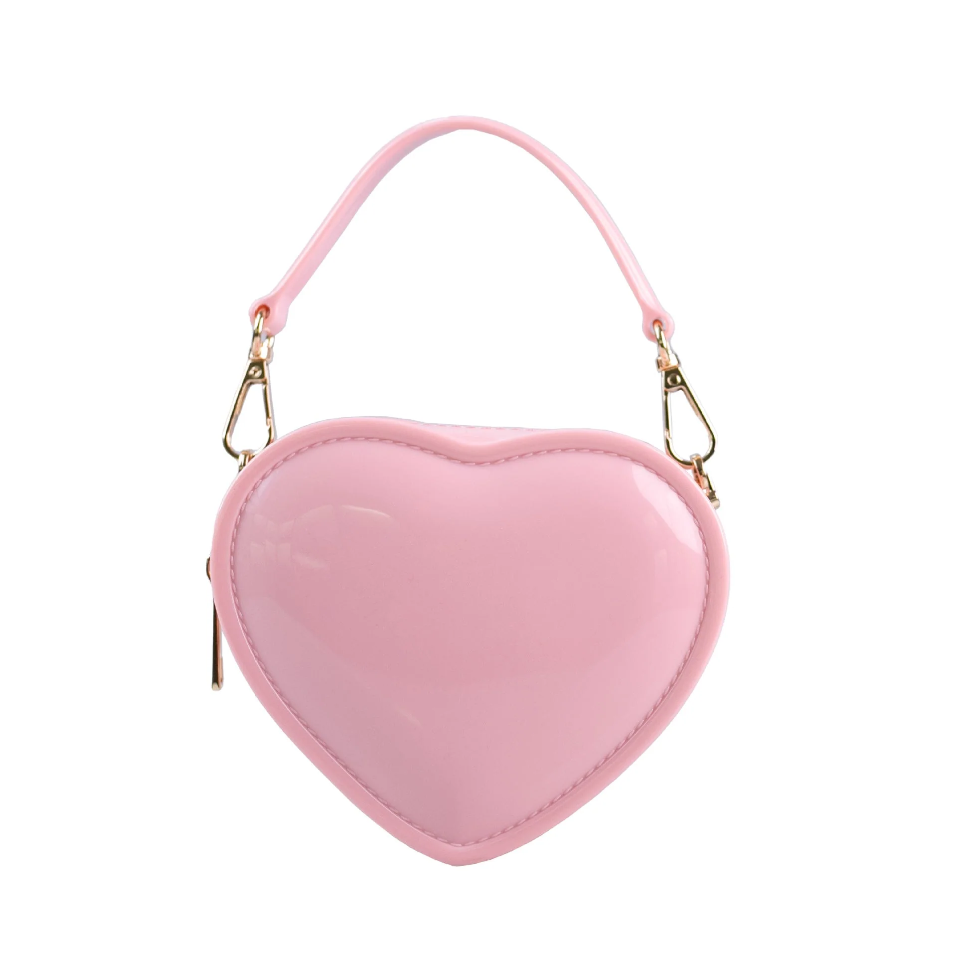 Pink Sweet PVC Heart Jelly Fashionable Evening Clutch Bag - Image 4