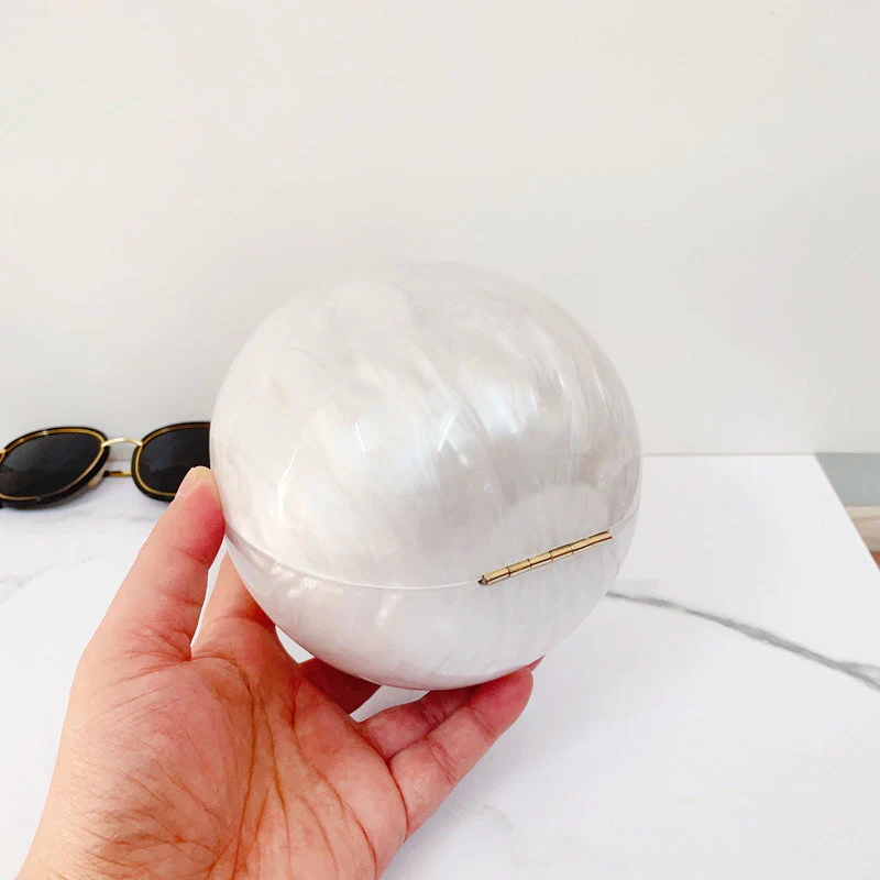 Pleated Goose Egg Shaped Cloud Glue Acrylic Clutch Hand Bags - Image 4