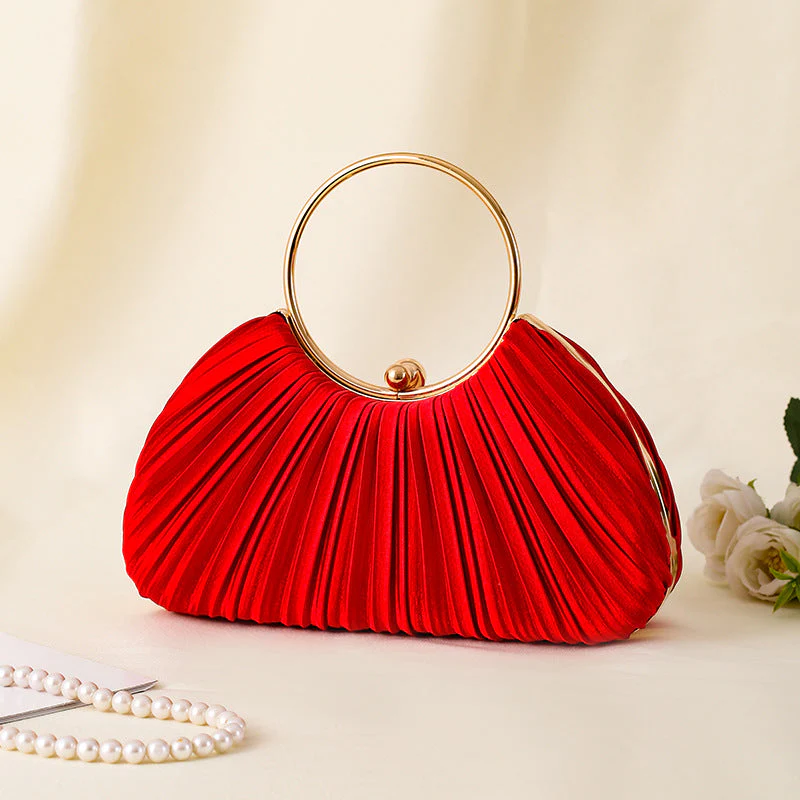 Pleated Ring Clutch Hand Bags - Image 9