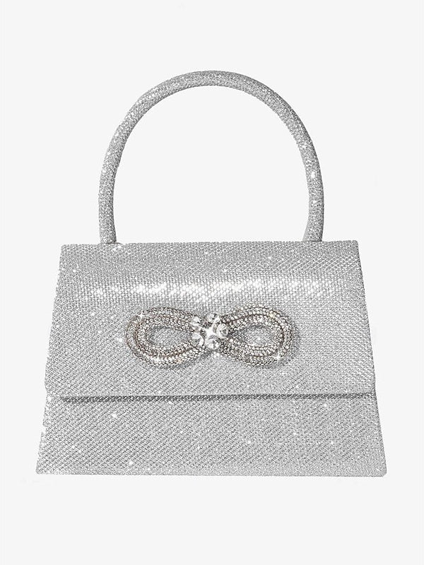 Polyester Solid Colour Multi Carry Crystals Rhinestone Chain Evening Bags - Image 3