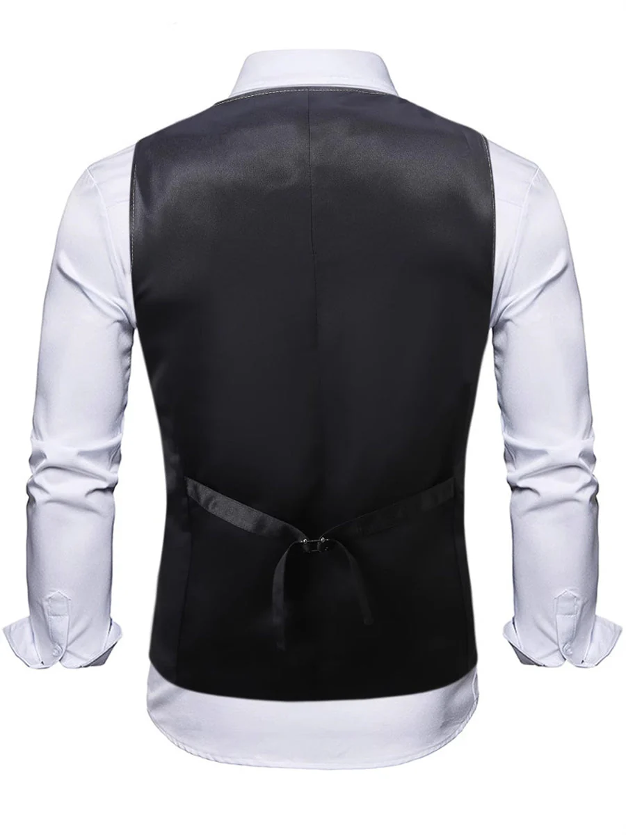 Purple Men's Sequins V-Neck Single Breasted Buttons Sparkling Party Vest with Pocket & Belt - Image 2