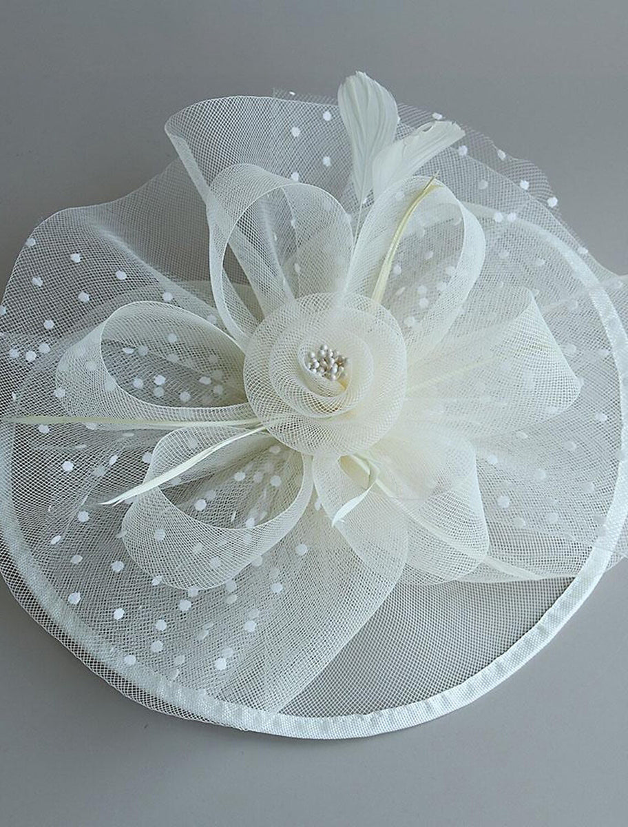 Retro Organza Wedding Party Horse Race Feather Hat/Fascinator With Bow - Image 16