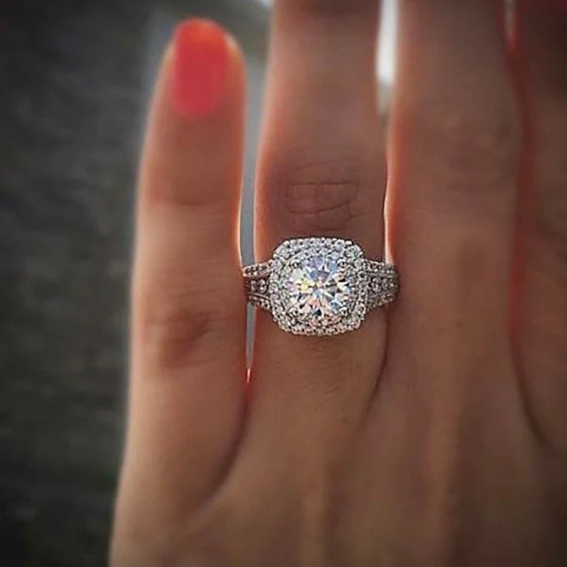 Ring For Women's Diamond Gold Plated Classic Wedding - Image 3