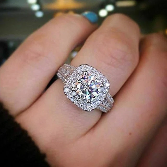 Ring For Women's Diamond Gold Plated Classic Wedding - Image 4
