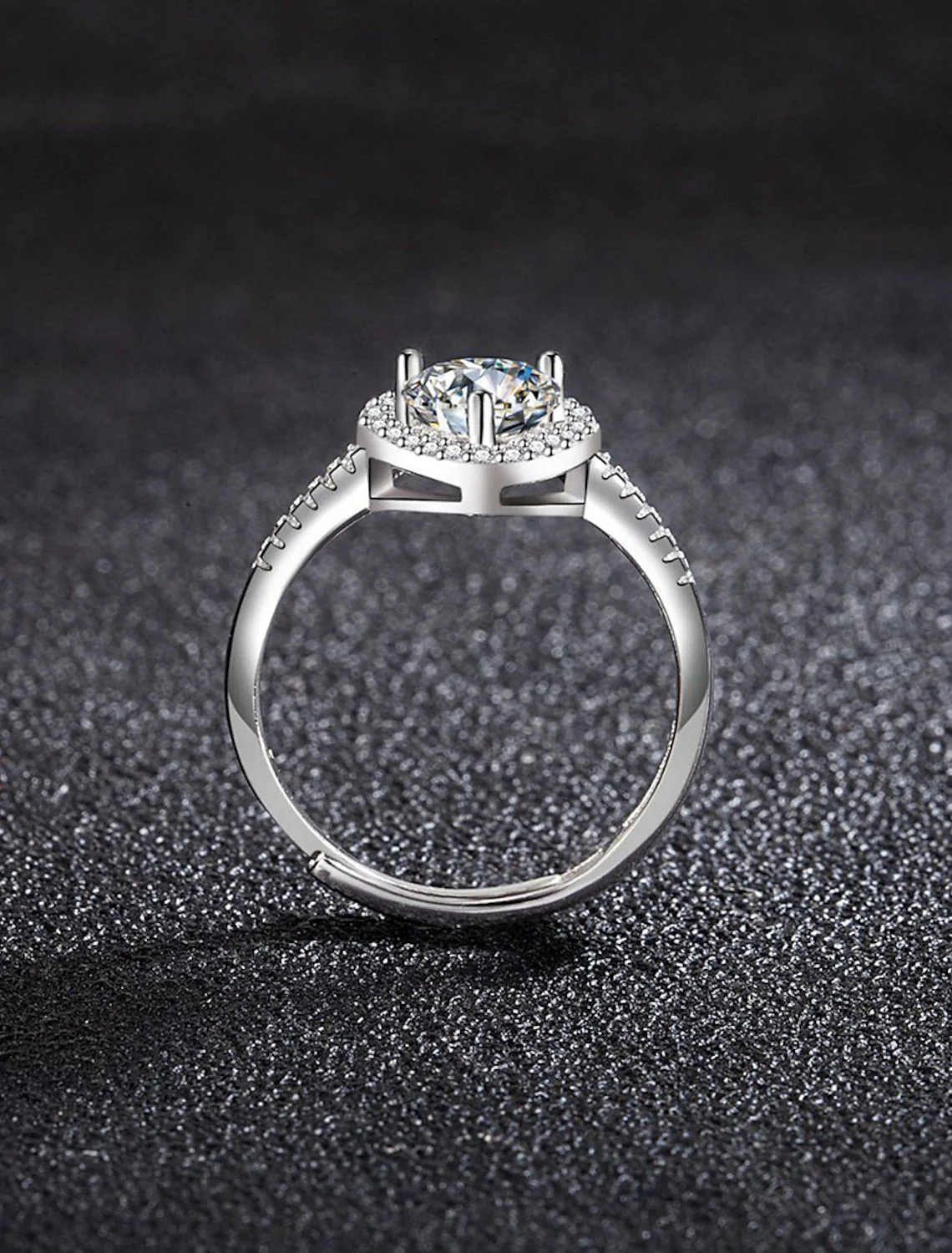 Ring Wedding Geometrical Silver Rhinestone S925 Sterling Silver Heart Stylish Simple Luxury / Adjustable Ring - Image 4
