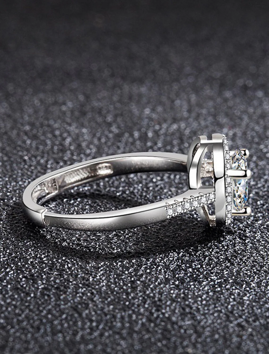 Ring Wedding Geometrical Silver Rhinestone S925 Sterling Silver Heart Stylish Simple Luxury / Adjustable Ring - Image 5