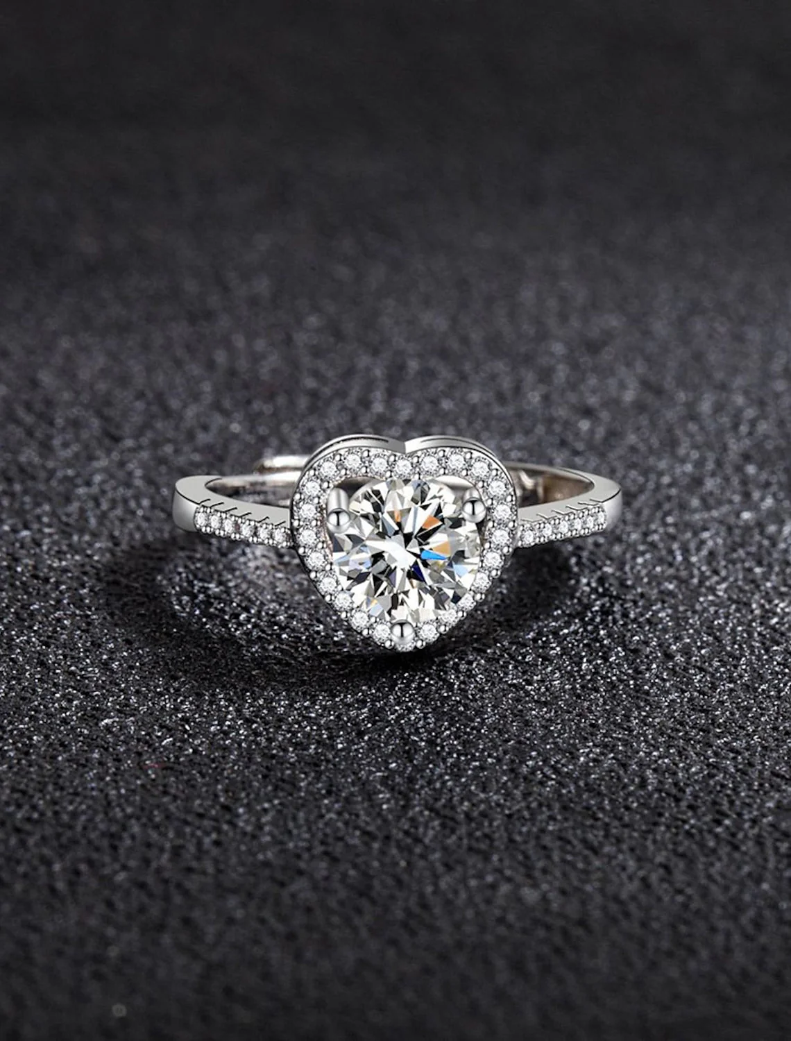 Ring Wedding Geometrical Silver Rhinestone S925 Sterling Silver Heart Stylish Simple Luxury / Adjustable Ring - Image 7