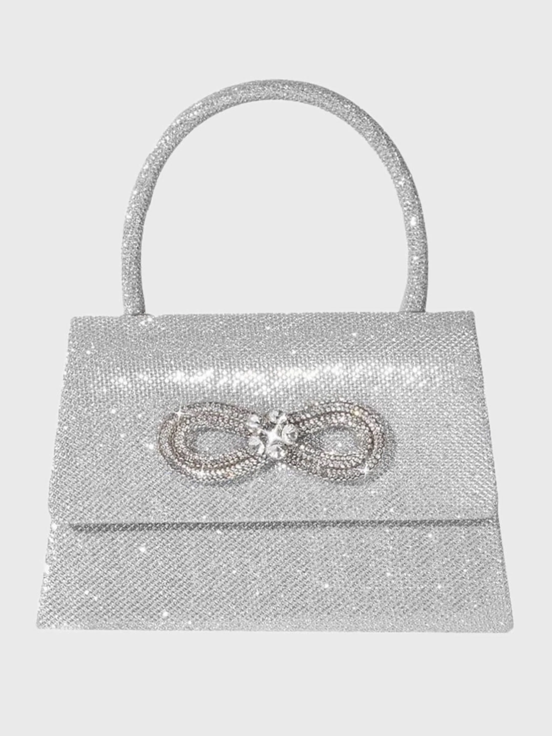 Rose Pink Glitter Handbag with Rhinestone Bow - Image 6