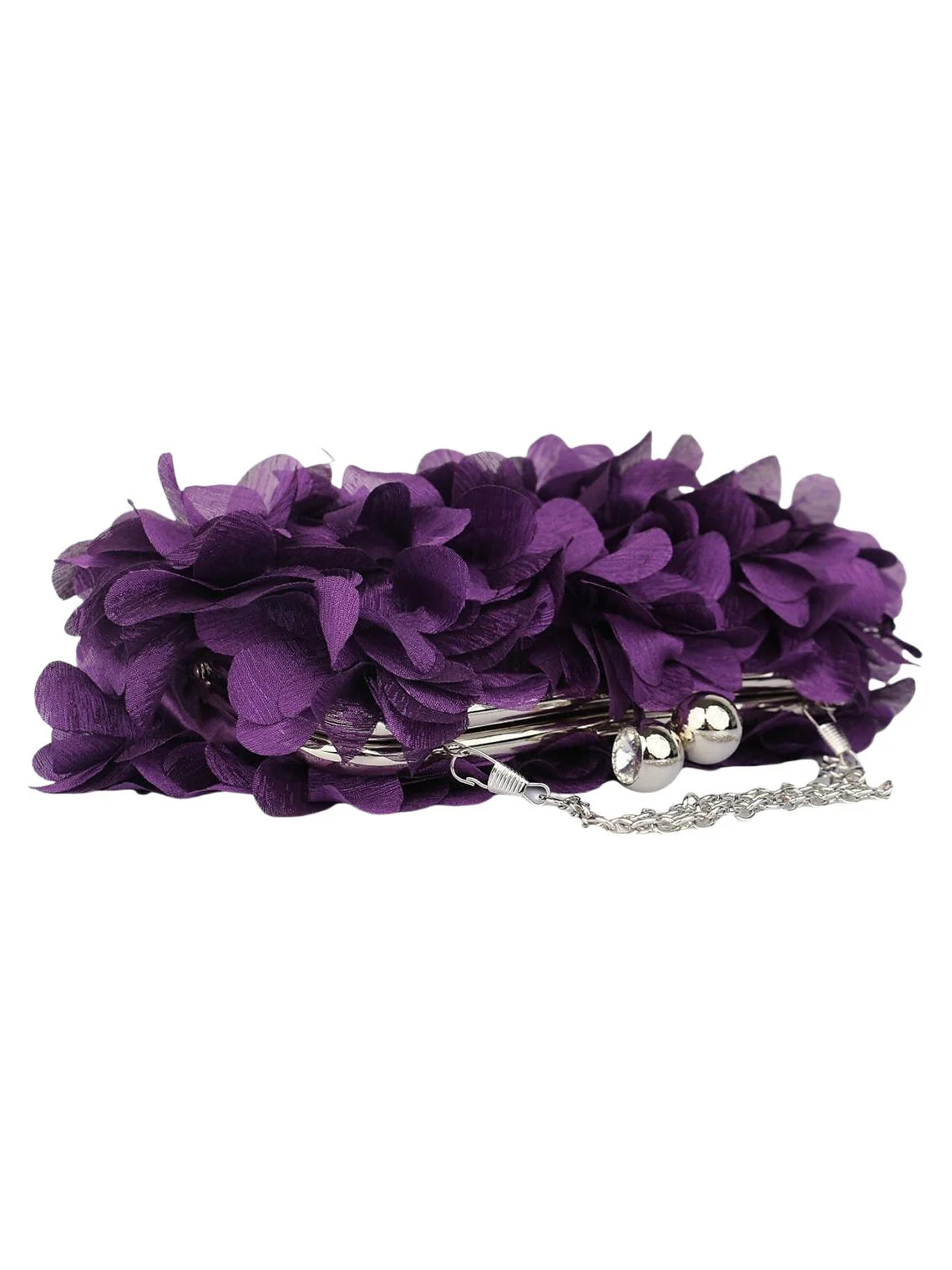 Satin Solid Colour Rhinestone Chain Clutch Bags - Image 2