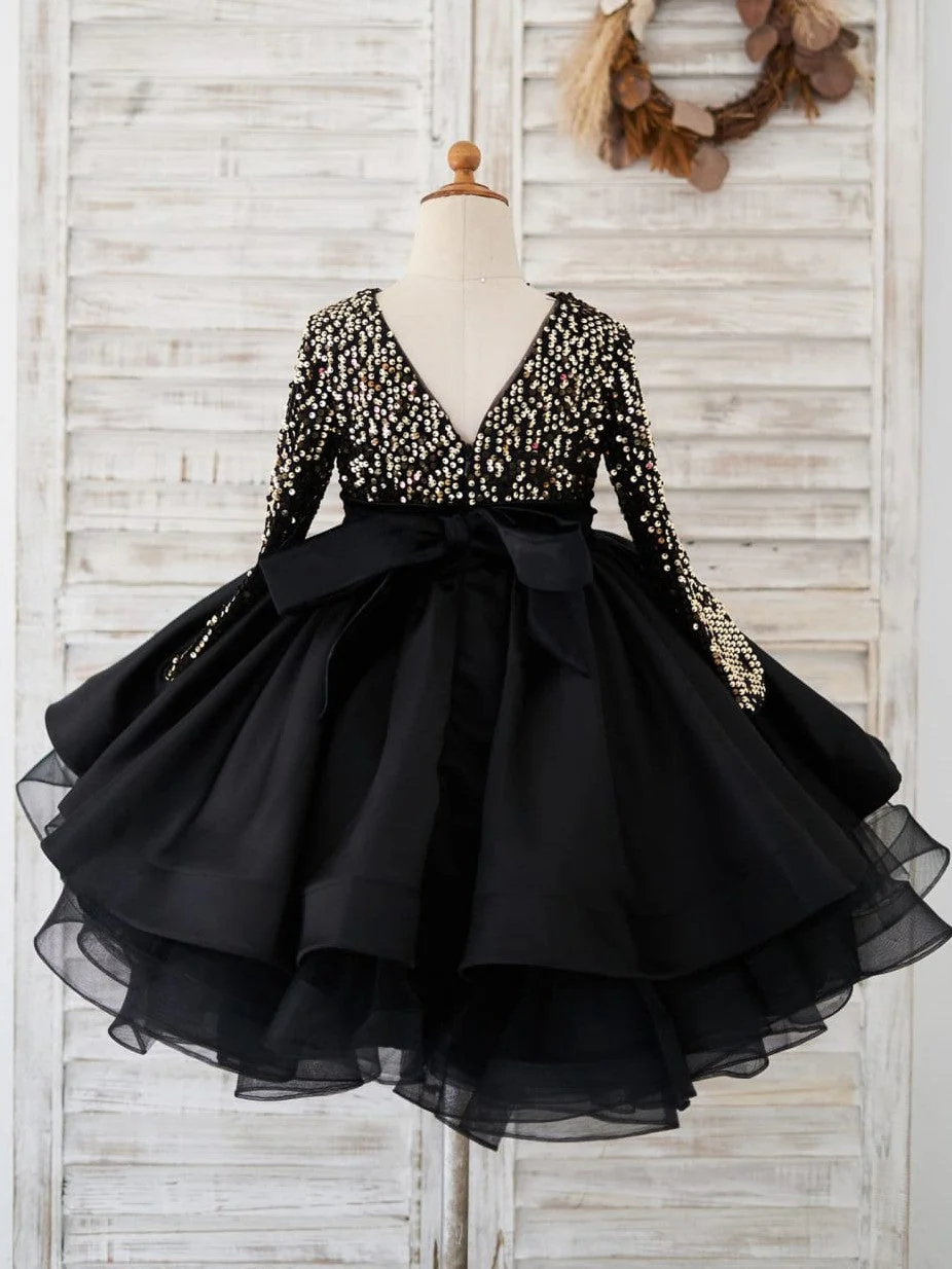 Sequins Knee-length Black Dress - Image 3