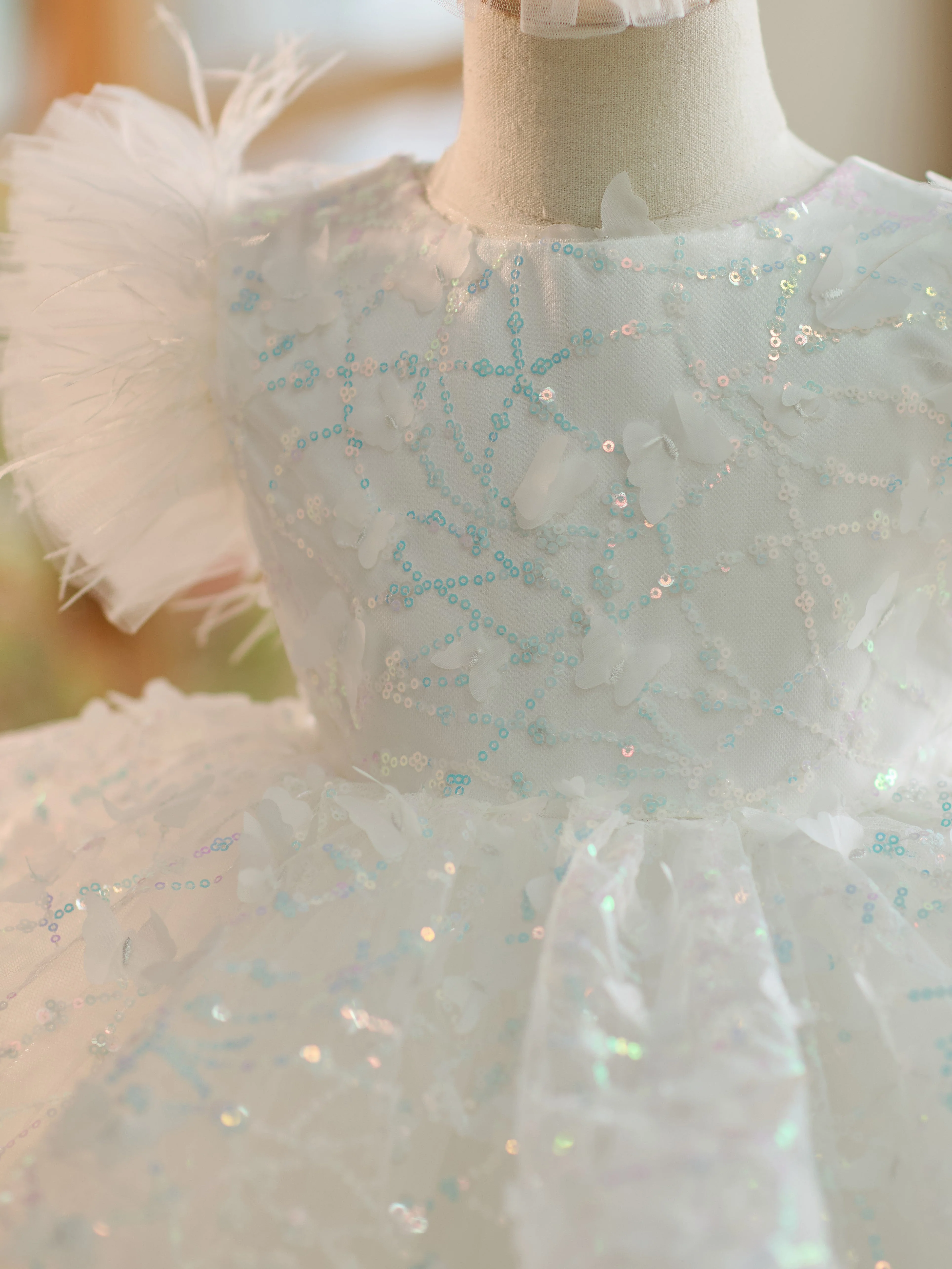 Sequins Tulle Knee-length 1st Birthday Party Dress - Image 5