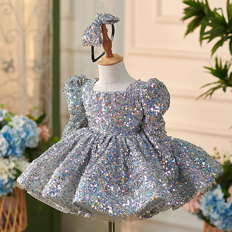 Sequins Tulle Knee-length Baby Girl Dress - Image 3