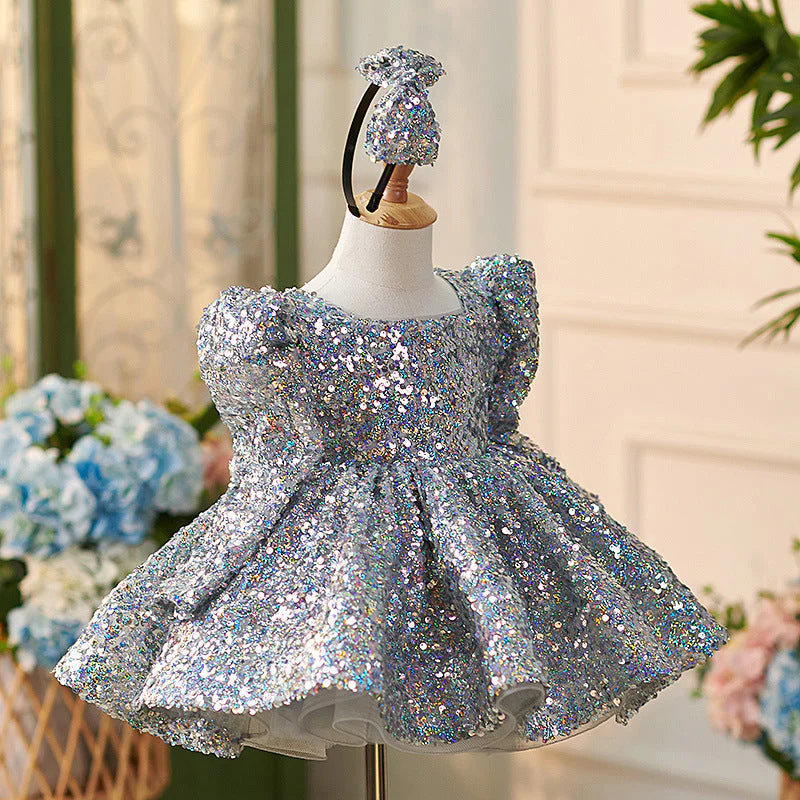 Sequins Tulle Knee-length Baby Girl Dress - Image 4