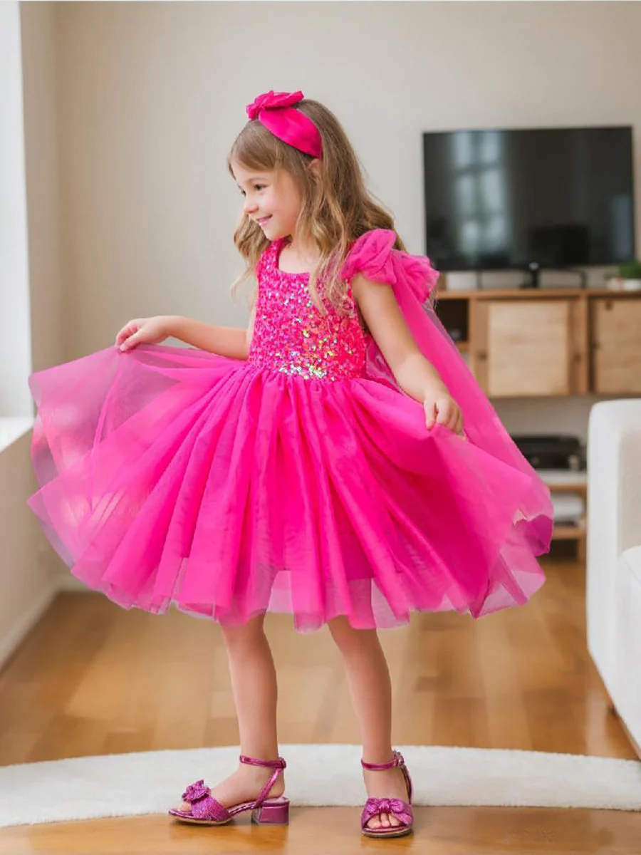 Sequins Tulle Knee-length Birthday Party Dress - Image 4