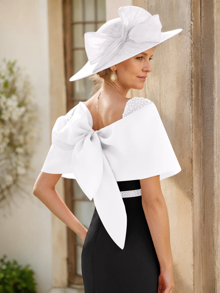 Sheath/Column Cowl Neck Sleeveless Ankle-Length Mother of the Bride Dresses with Beadings & Bow - Image 49