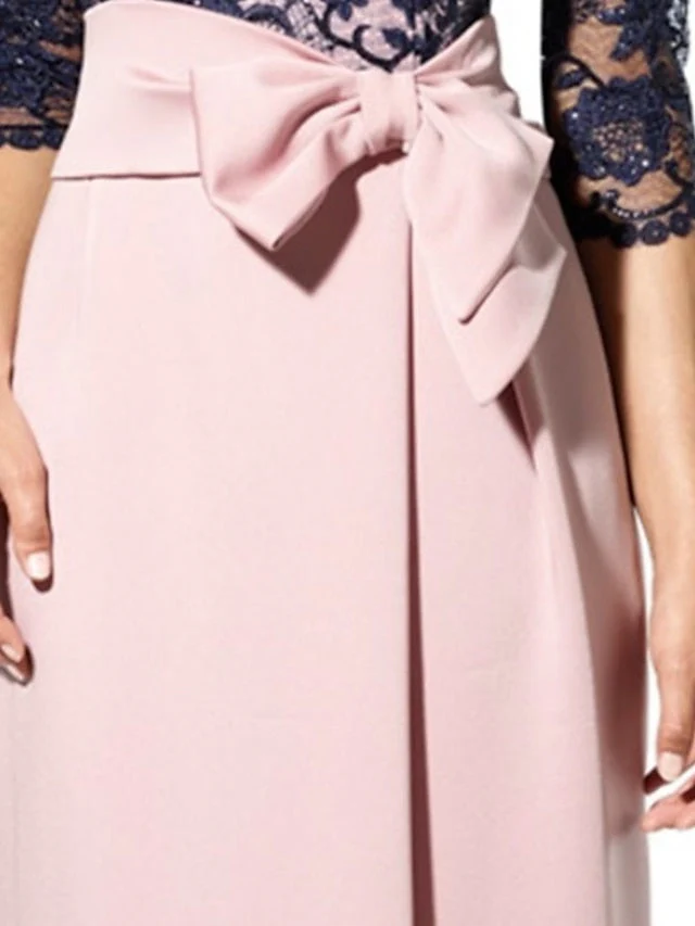 Sheath/Column Jewel Neck Floor-Length Mother of the Bride Dresses - Image 3