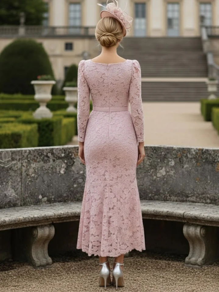 Sheath/Column Lace Long Sleeves Square Collar Mother of the Bride Dresses Ankle-Length - Image 2