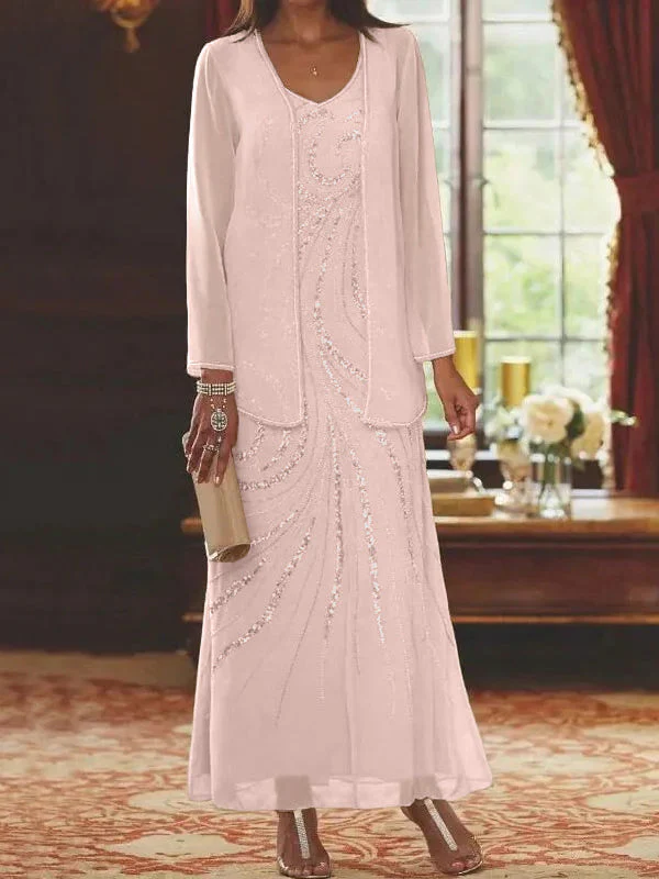 Sheath/Column Mother of the Bride & Groom Dresses with Jacket & Sequins - Image 19