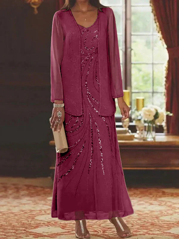 Sheath/Column Mother of the Bride & Groom Dresses with Jacket & Sequins - Image 38