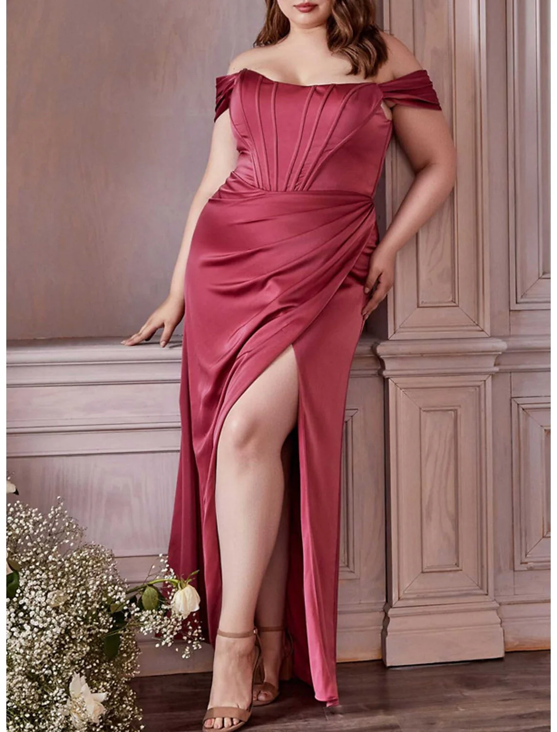 Sheath/Column Off-the-Shoulder Floor-length Prom Dresses - Image 6