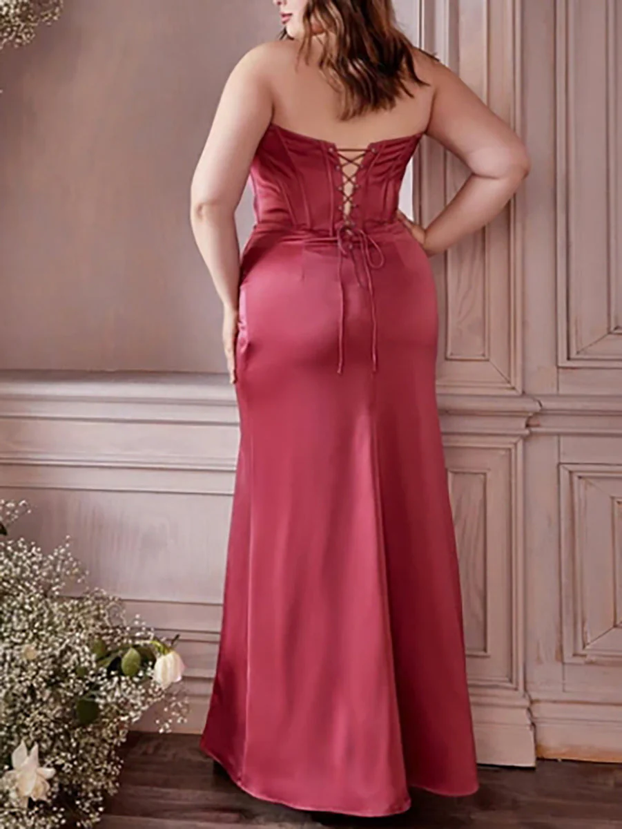 Sheath/Column Off-the-Shoulder Floor-length Plus Size Prom Dresses - Image 7