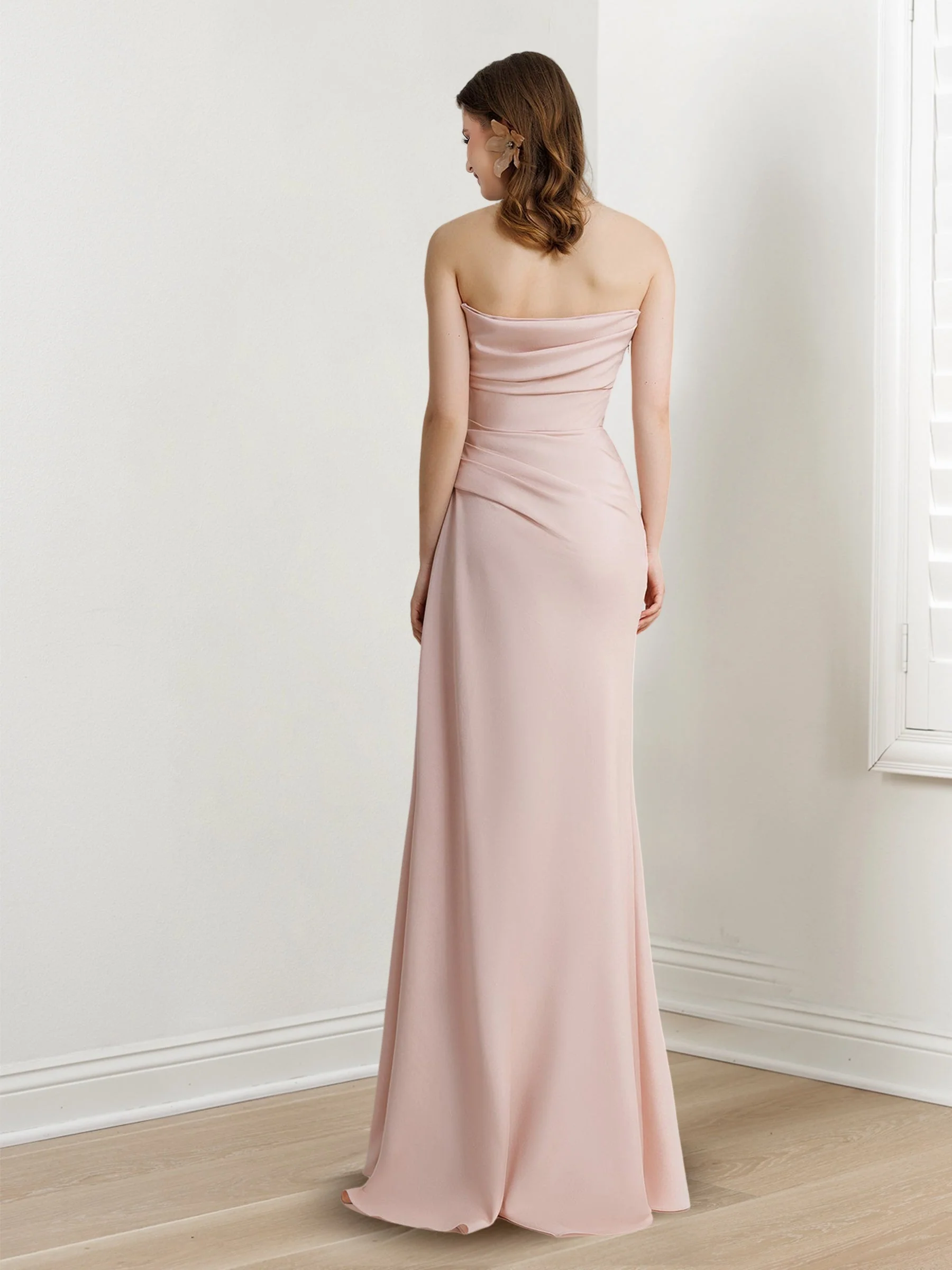 Sheath/Column Strapless Sleeveless Floor-Length Long Evening Dresses with Beaded - Image 2