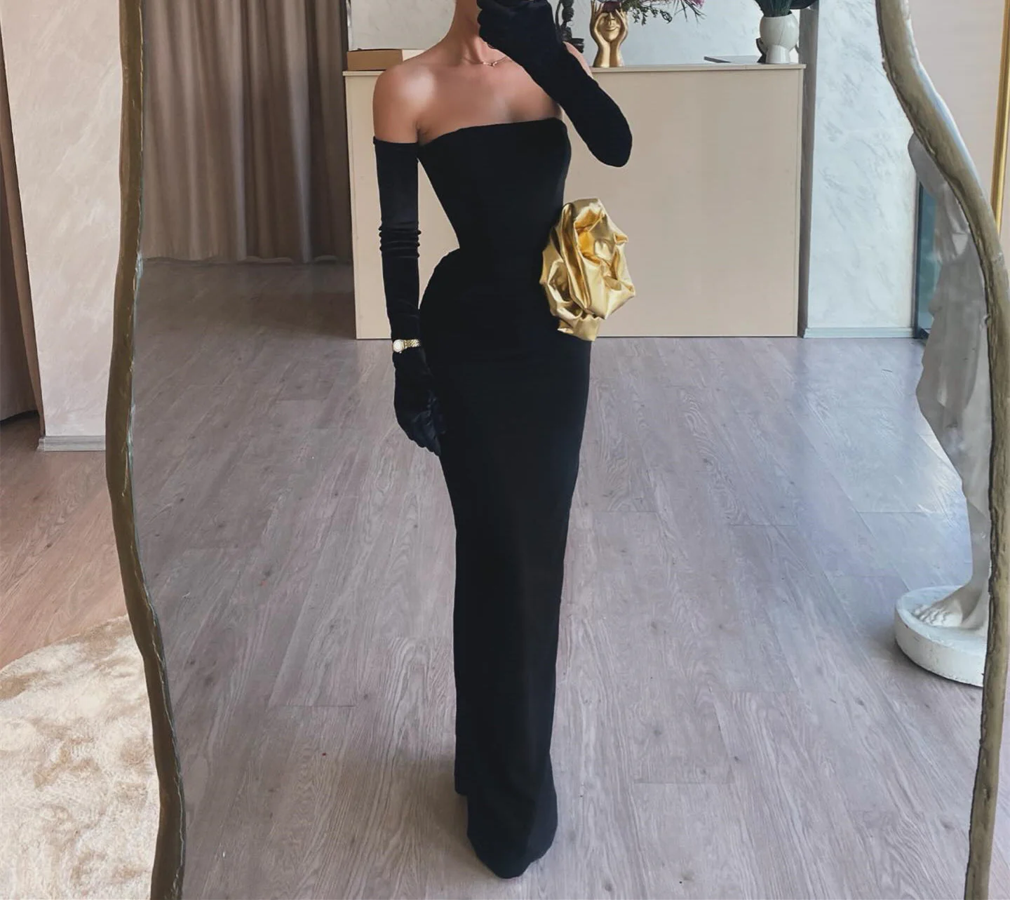 Sheath/Column Strapless Sleeveless Floor-Length Long Evening Dresses With Sash - Image 3