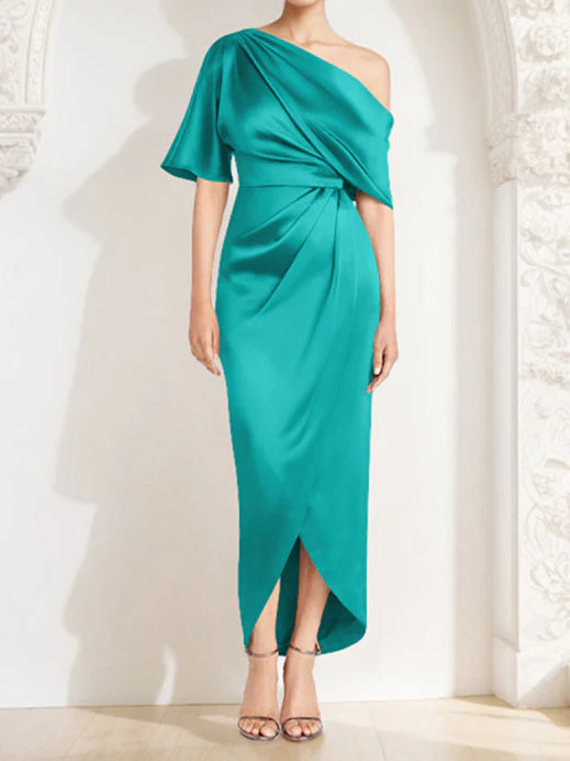 Sheath/Column One-Shoulder Asymmetrical Mother of the Bride Dresses - Image 13
