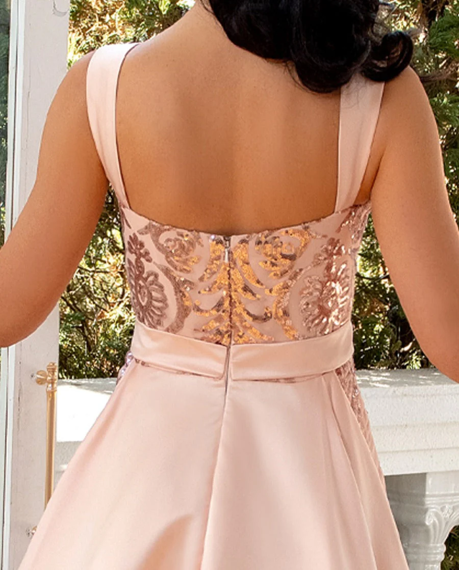 Sheath/Column Plunge V-Neck Sleeveless Floor-Length Evening Dresses with Watteau Train & Sequins & Slit - Image 6