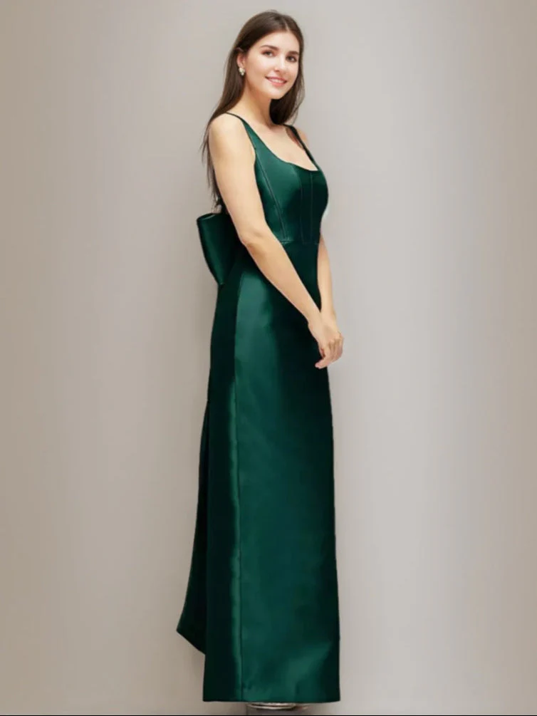 Sheath/Column Scoop Sleeveless Evening Dress with Floor-Length Bow - Image 3