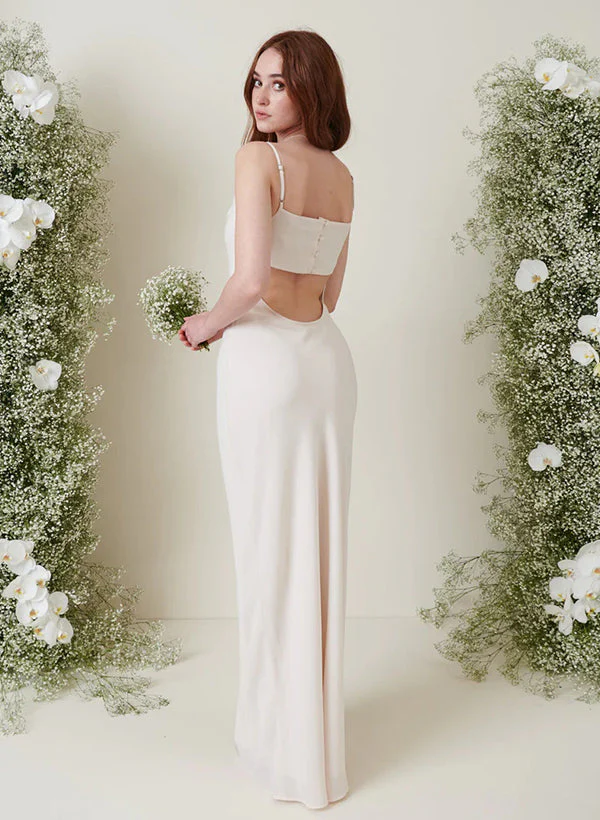 Sheath/Column Spaghetti Straps Floor-length Long Bridesmaid Dresses - Image 4