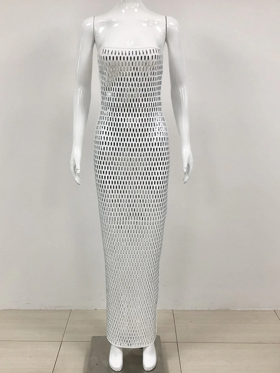 Sheath/Column Strapless Sleeveless Luxurious Long Prom Dresses with Rhinestone - Image 15