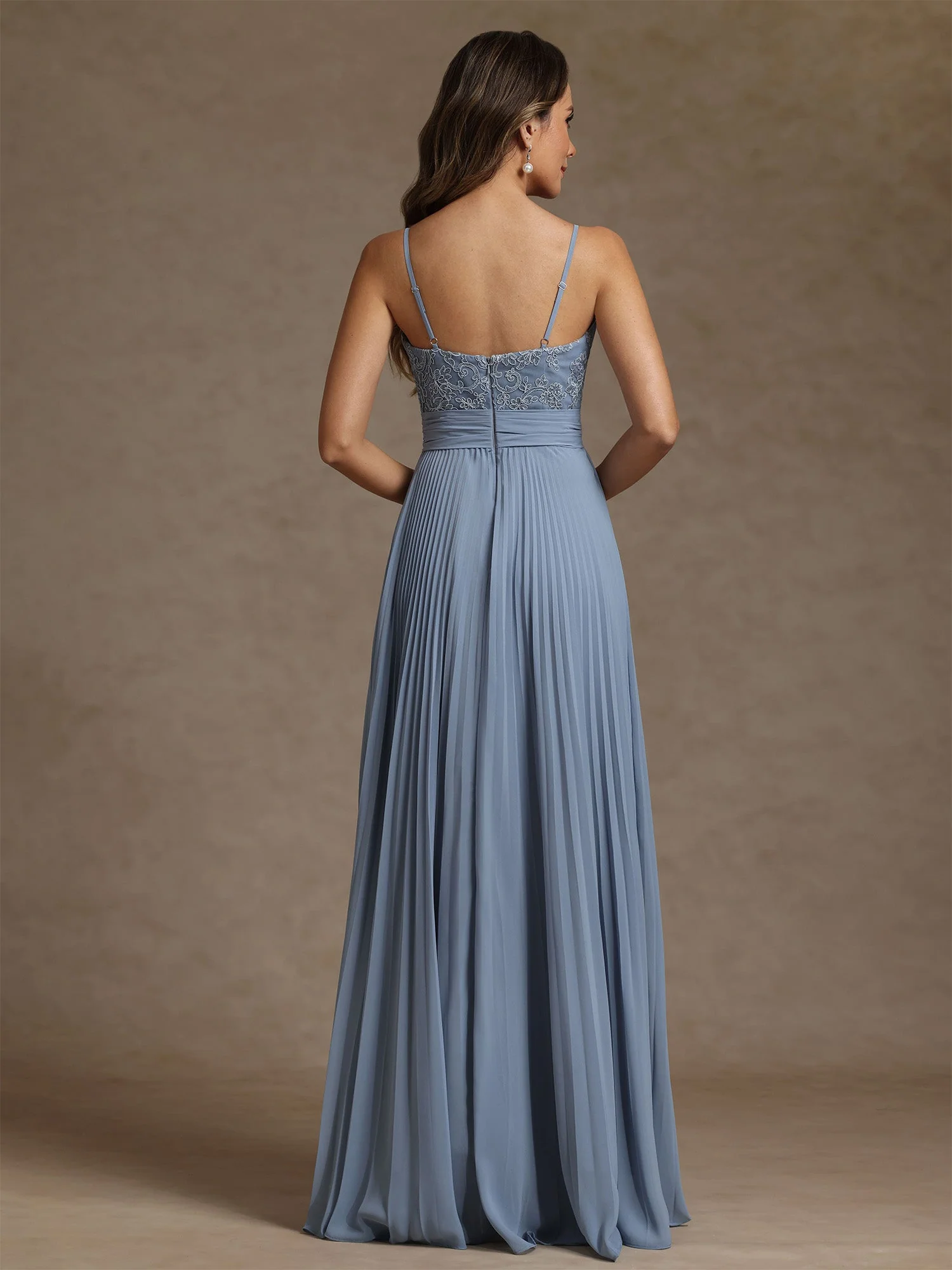 Sheath/Column Sweetheart Chiffon Mother of the Bride Dresses with Jacket Floor-Length Lace Pleated Long Sleeves - Image 4