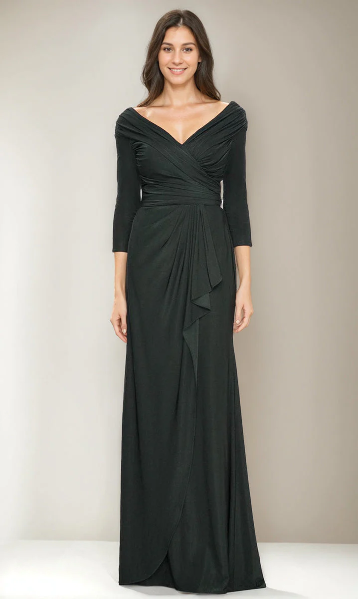 Sheath/Column V-Neck 3/4 Sleeves Ruched Mother Of The Bride & Groom Dresses with Ruffles - Image 3