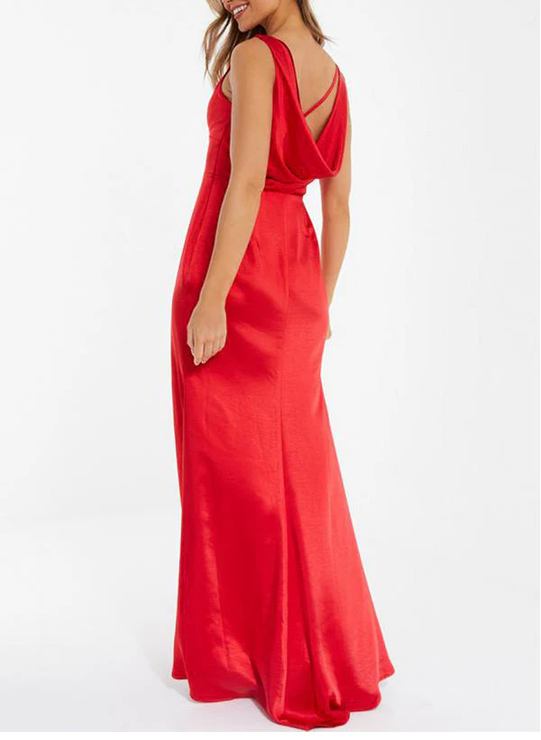 Sheath/Column V-Neck Floor-length Long Bridesmaid Dresses With Split Side - Image 5