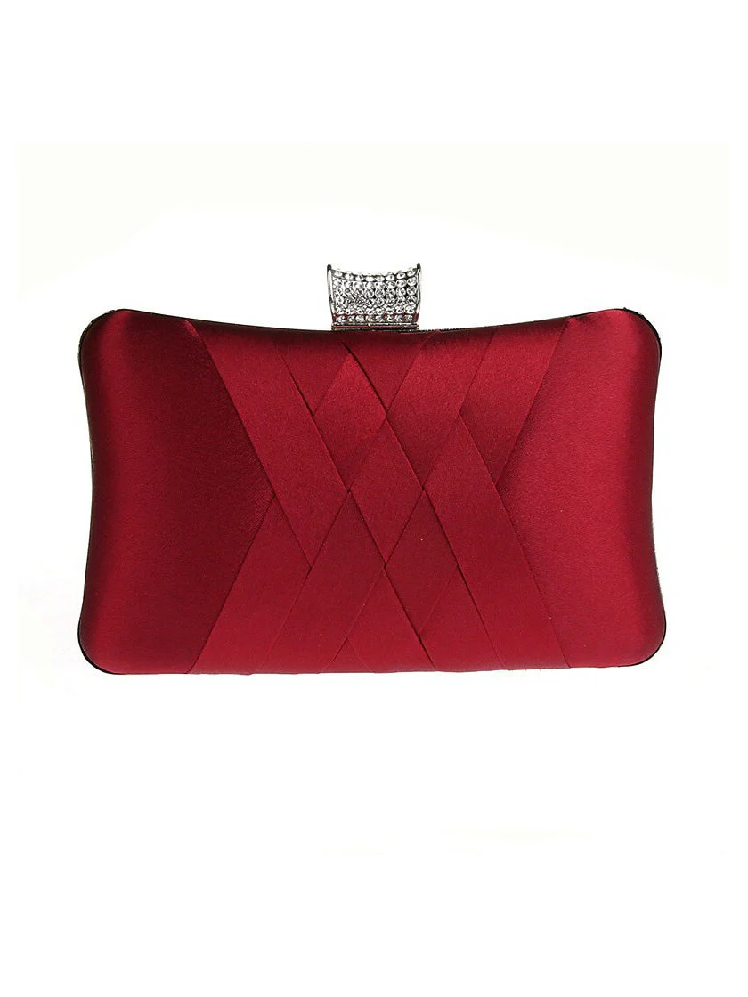 Silk PU Leather Wedding Party Plain Crystals Clutch Bags - Image 7
