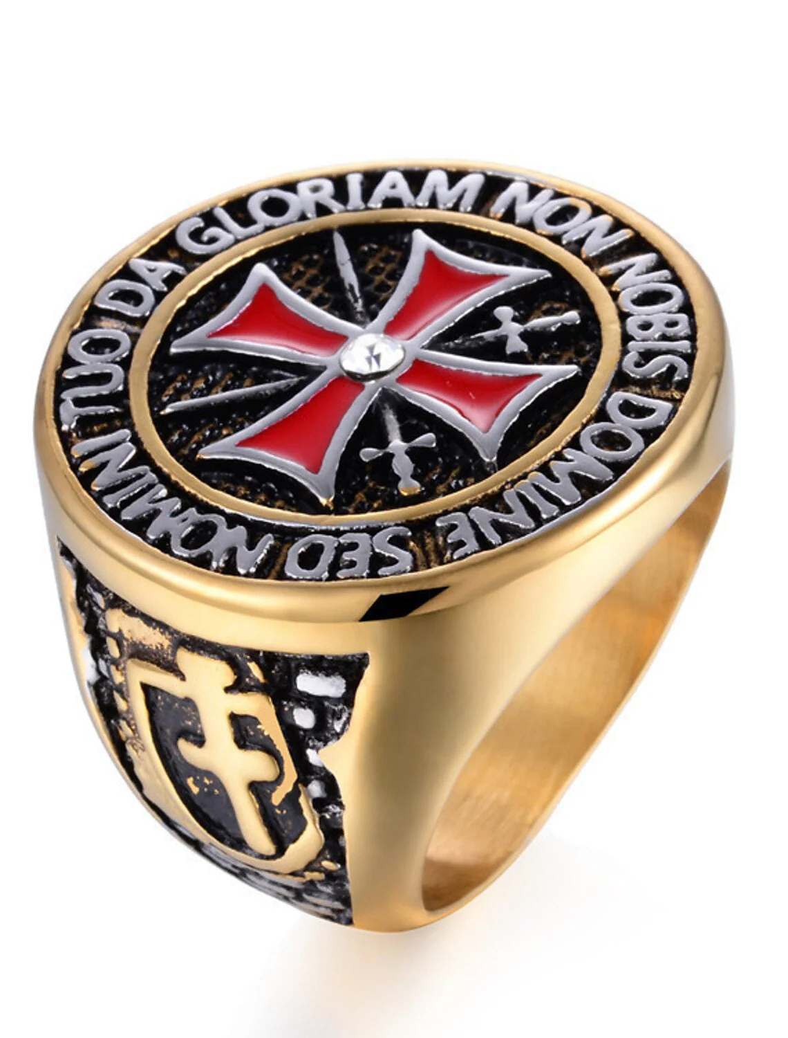 Silver Gold 18K Gold Plated Cross Punk Men's Ring Valentine's Day Engagement Wedding Jewelry - Image 2