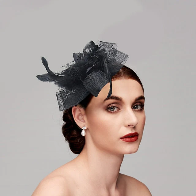 Special Occasion Tulle Fascinators with Feather - Image 4