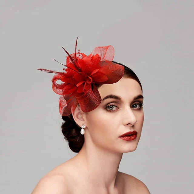 Special Occasion Tulle Fascinators with Feather - Image 5