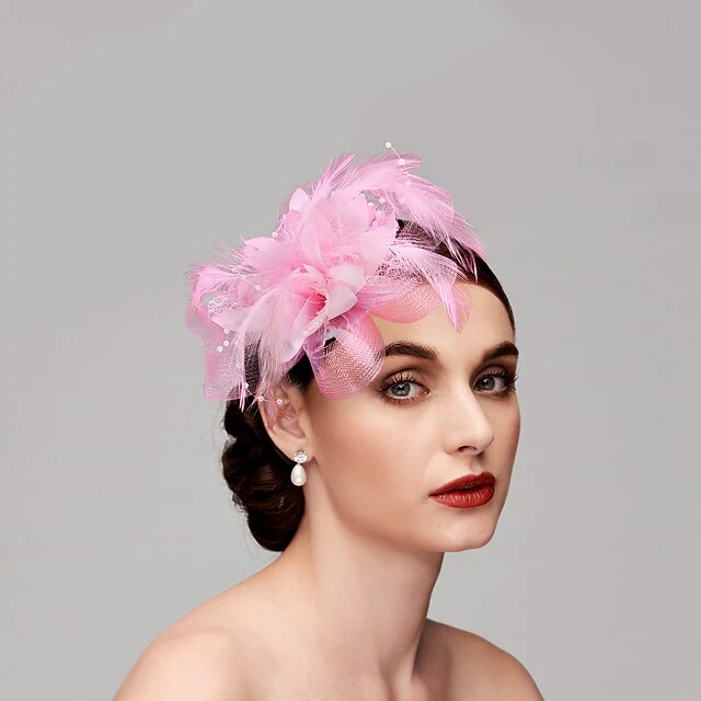 Special Occasion Tulle Fascinators with Feather - Image 9