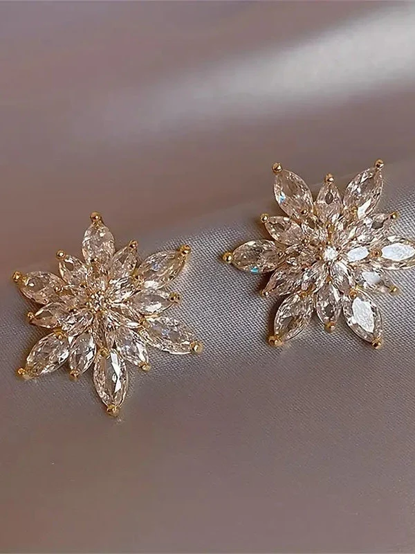 Stud Earrings For Women's Classic Flower Shape Wedding Work Daily - Image 6