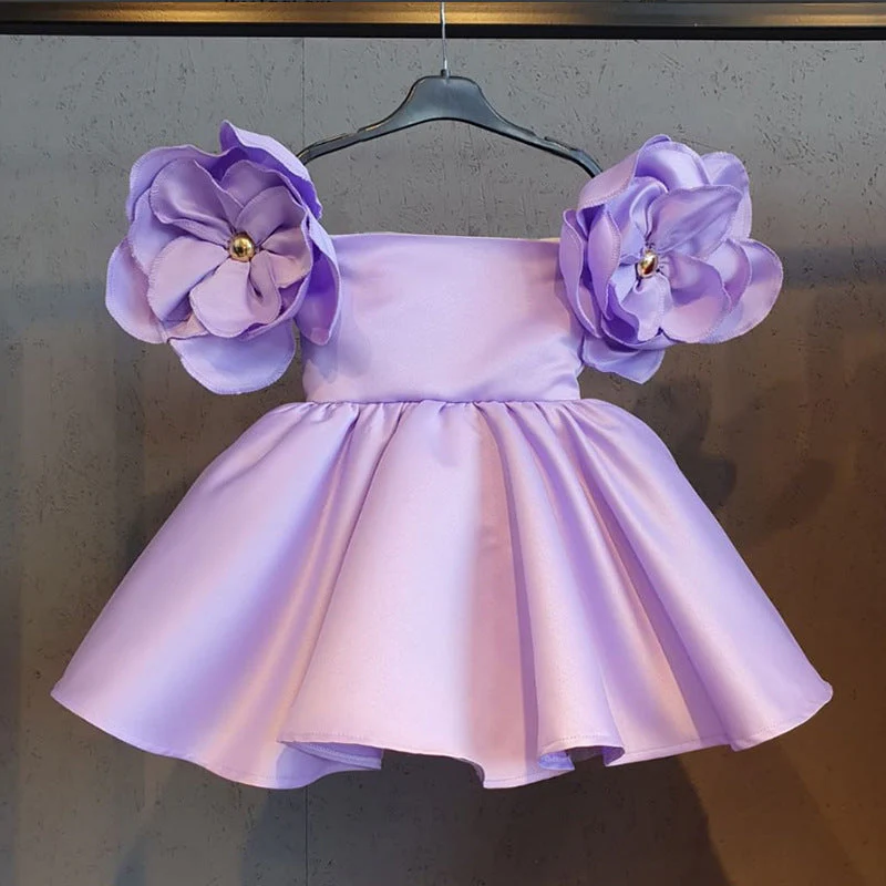 Sweet Ball Gown Off-the-Shoulder Flower Girl Dress with 3D Flower & Beadings - Image 10