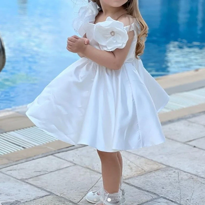 Sweet Ball Gown Off-the-Shoulder Flower Girl Dress with 3D Flower & Beadings - Image 2