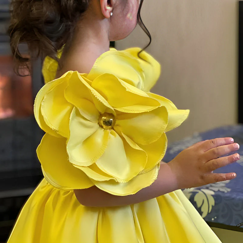 Sweet Ball Gown Off-the-Shoulder Flower Girl Dress with 3D Flower & Beadings - Image 5